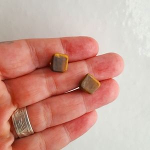 🌙Tigers Eye Raw SQUARE Earrings